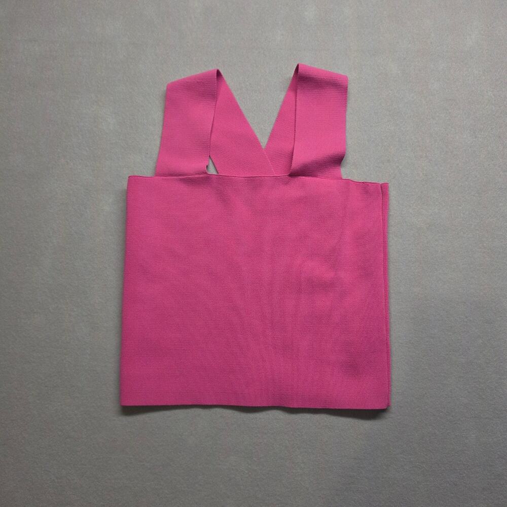 House of Harlow 1960 XS Hot Pink Knit Bandage Cross Back Tank Crop Top